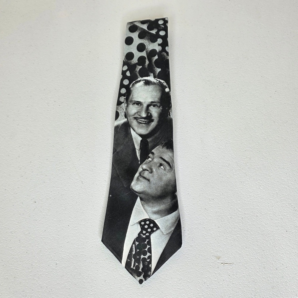Ralph Marlin Abbott And Costello Mens Necktie Black White Novelty Comedy 1940s